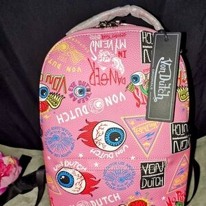 Von Dutch Pink Graphic Backpack
